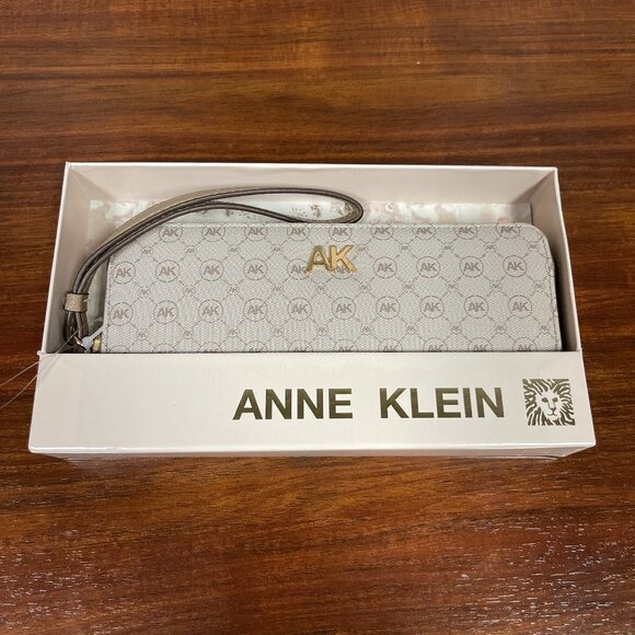 Anne Klein Zip Around Wallet Wristlet Taupe in Gift Box NWOT - Picture 1 of 2